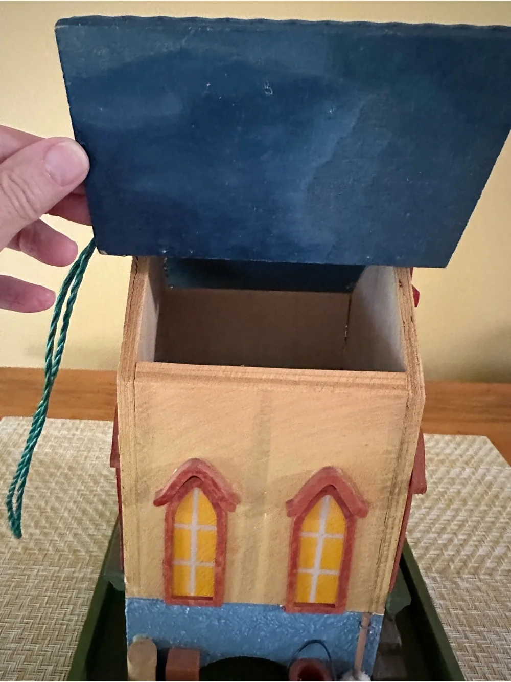 Handcrafted Chapel Bird feeder - Red, Blue & Green